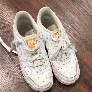 Nike Air Force White and Tan Sneakers